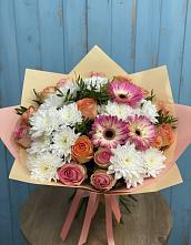 Букет цветов из:  Розы, Герберы и Хризантемы в Кривополянье