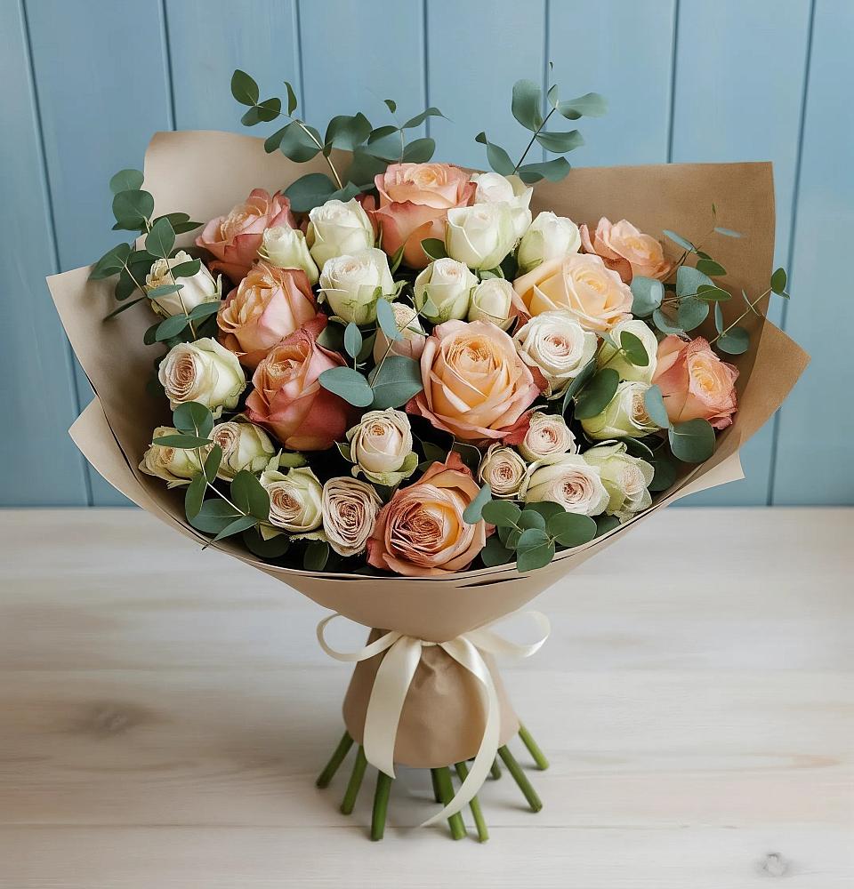 Букет цветов из: Альстромерии и Розы в Кривополянье