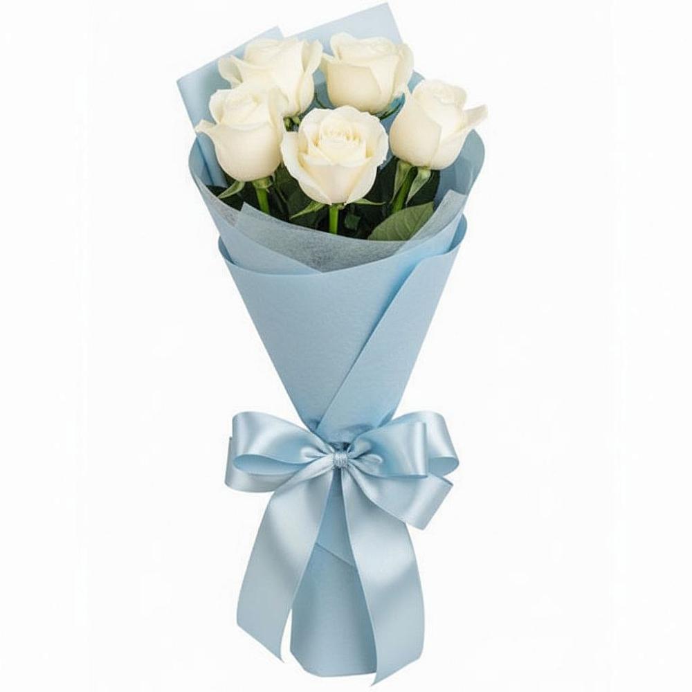 Букет 5 Белых роз Проуд в Кривополянье