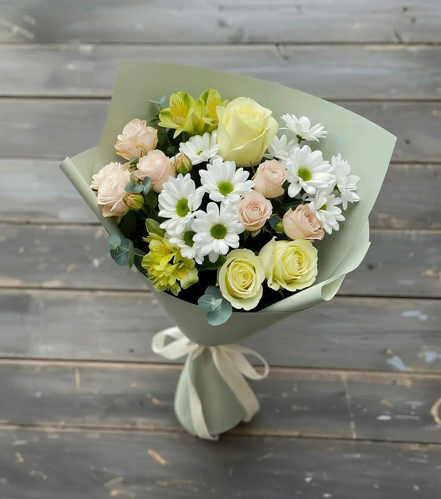 Букет цветов из: Альстромерии, Розы и Хризантемы в Кривополянье