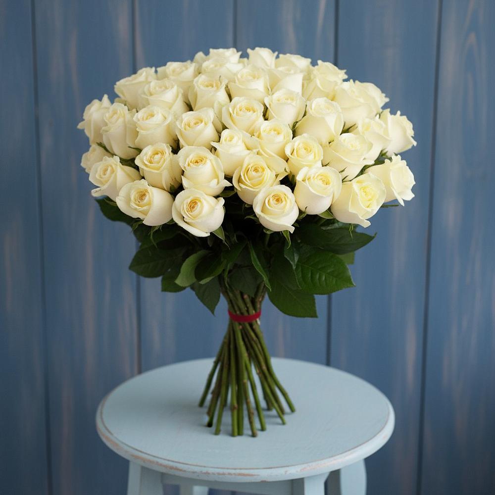 Букет 51 Белая роза Эдлесс Лав в Кривополянье