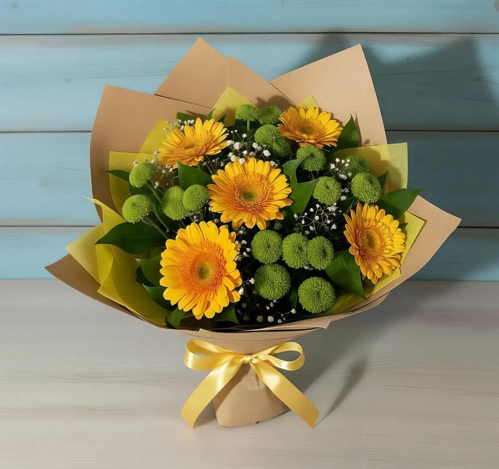 Букет цветов из: Герберы и Хризантемы в Кривополянье