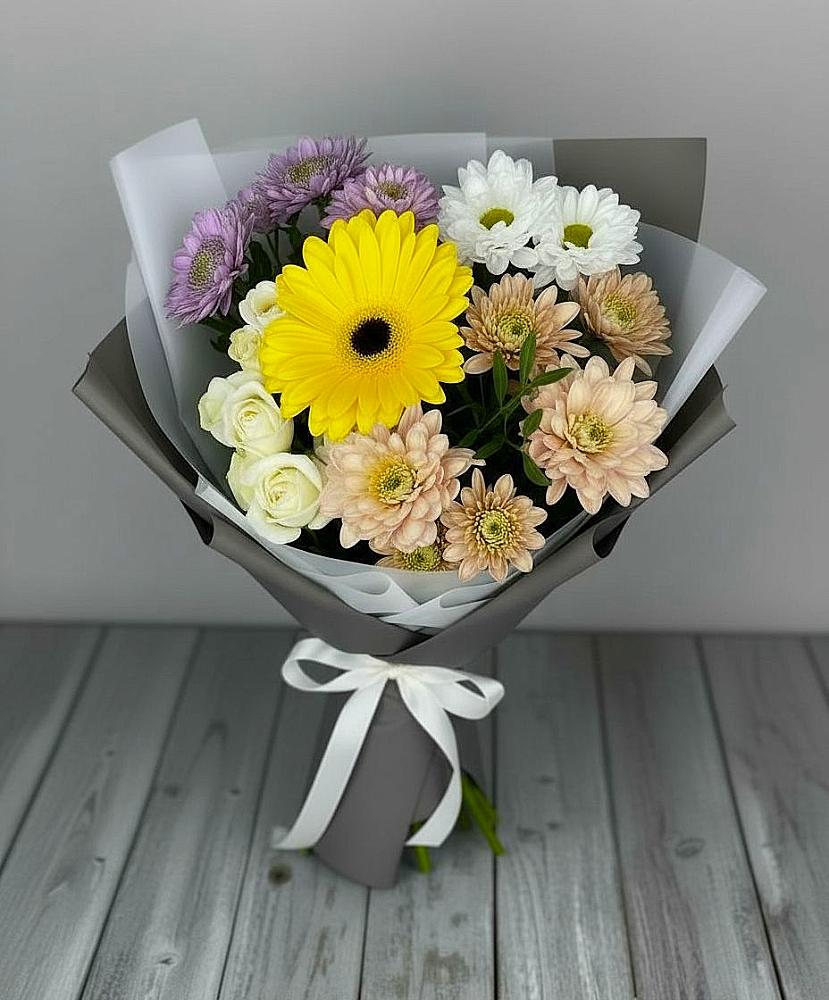 Букет цветов из: Розы, Герберы и Хризантемы в Кривополянье