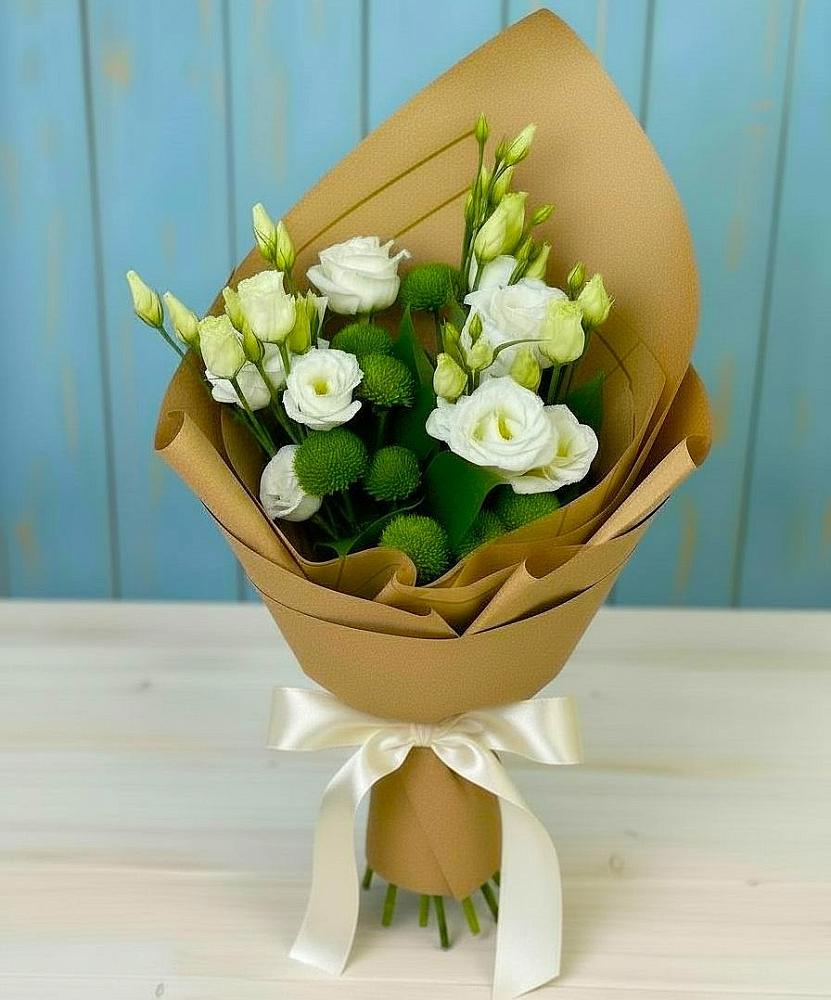 Букет цветов из: Хризантемы и Лизиантусы в Кривополянье