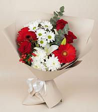 Букет цветов из:  Розы, Хризантемы, Герберы и Лилии в Кривополянье