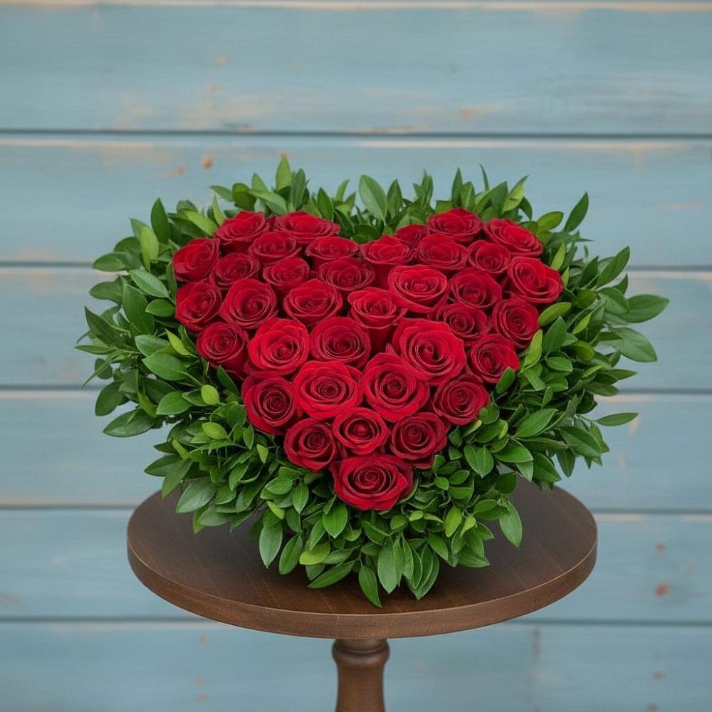 Цветочная композиция из Розы в виде сердца в Кривополянье