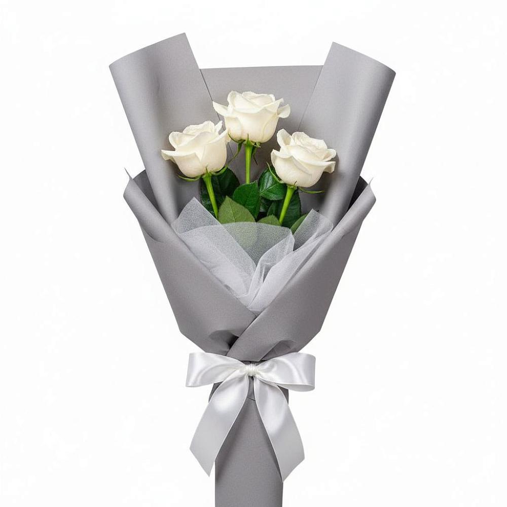 Букет 3 белые розы в Кривополянье
