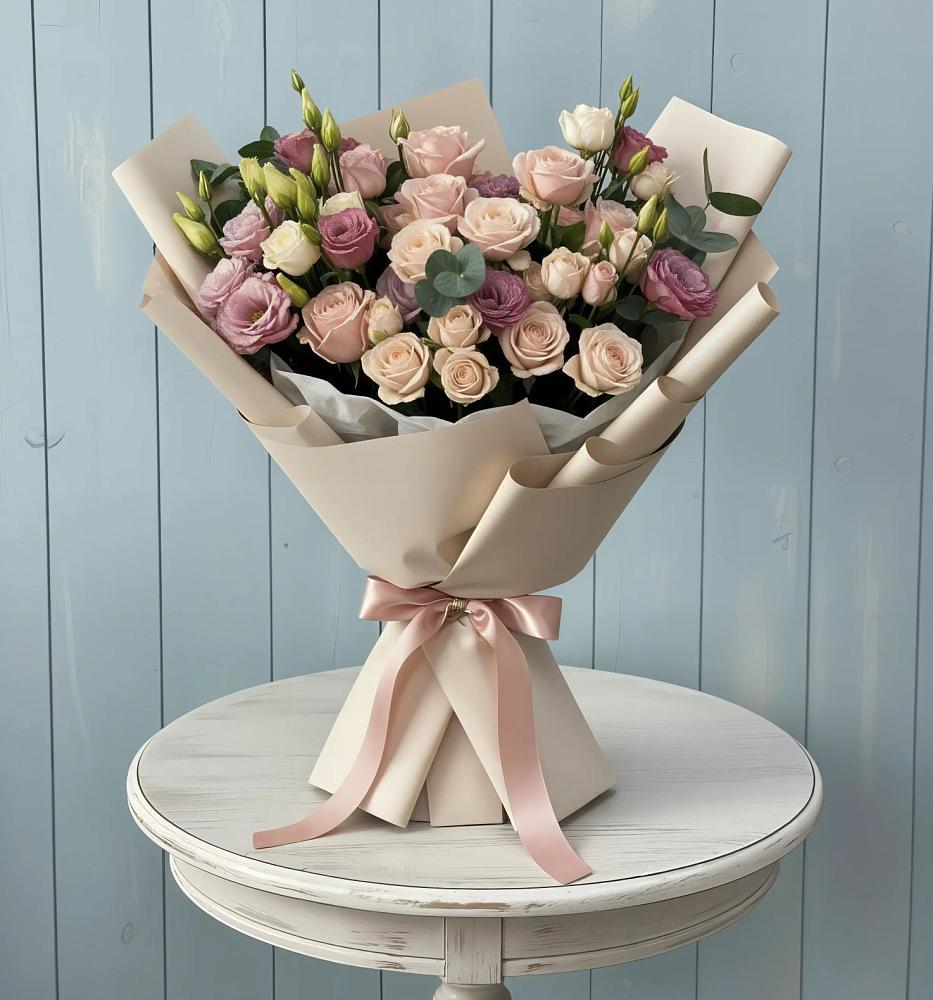 Букет цветов из: Розы и Лизиантусы в Кривополянье