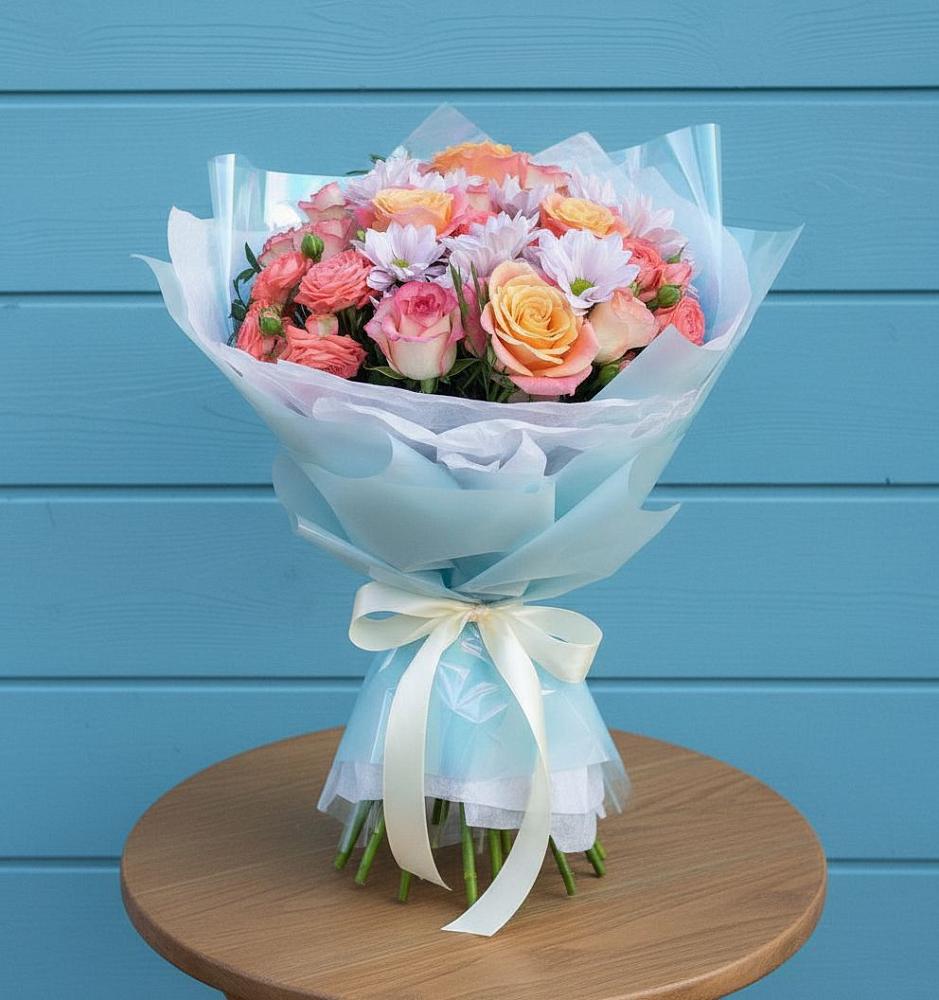 Букет цветов из: Хризантемы и Розы в Кривополянье