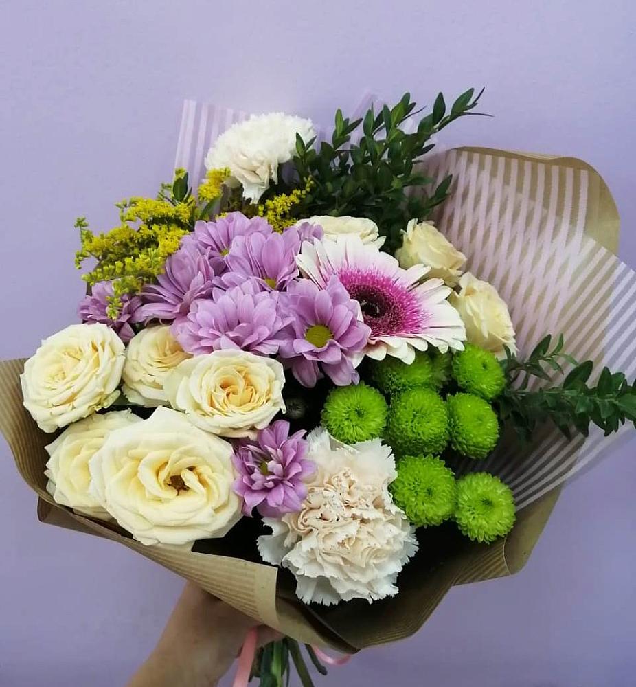 Букет цветов из: Хризантемы, Розы, Гвоздики и Герберы в Кривополянье