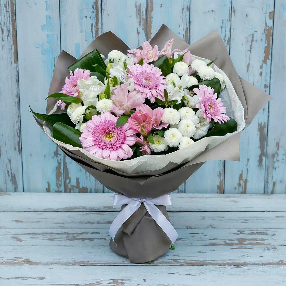Букет цветов из: Герберы, Альстромерии и Хризантемы в Кривополянье