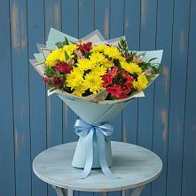Букет цветов из:  Альстромерии и Хризантемы в Кривополянье