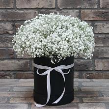 Цветочная композиция из Гипсофила в шляпной коробке в Кривополянье