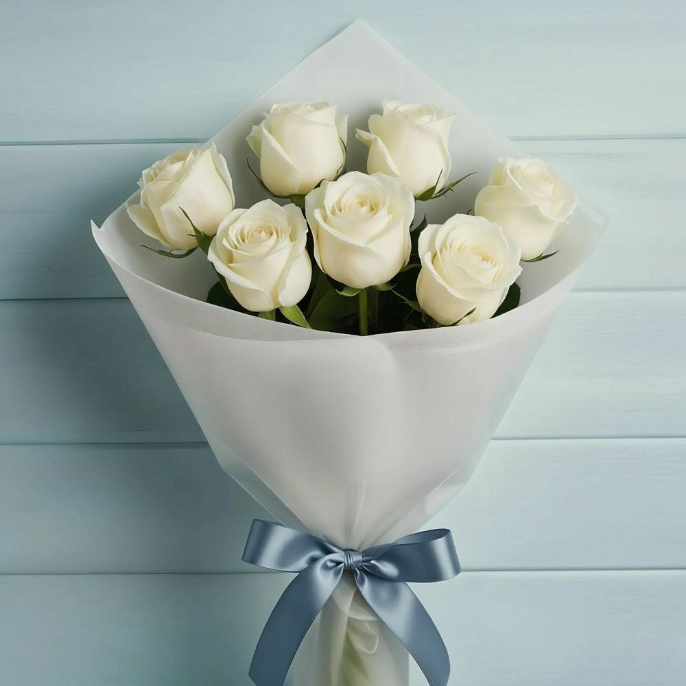 Букет 7 Белых роз Эдлесс Лав в Кривополянье