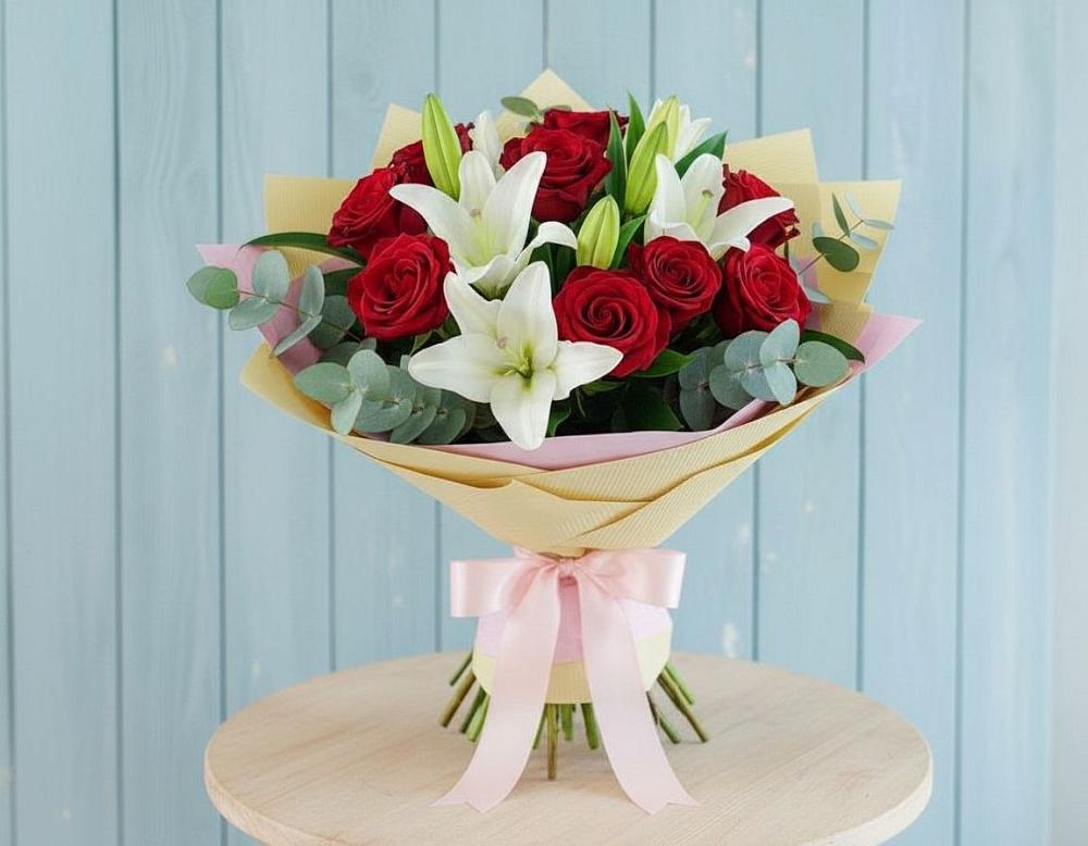 Букет цветов из: Лилии и Розы в Кривополянье